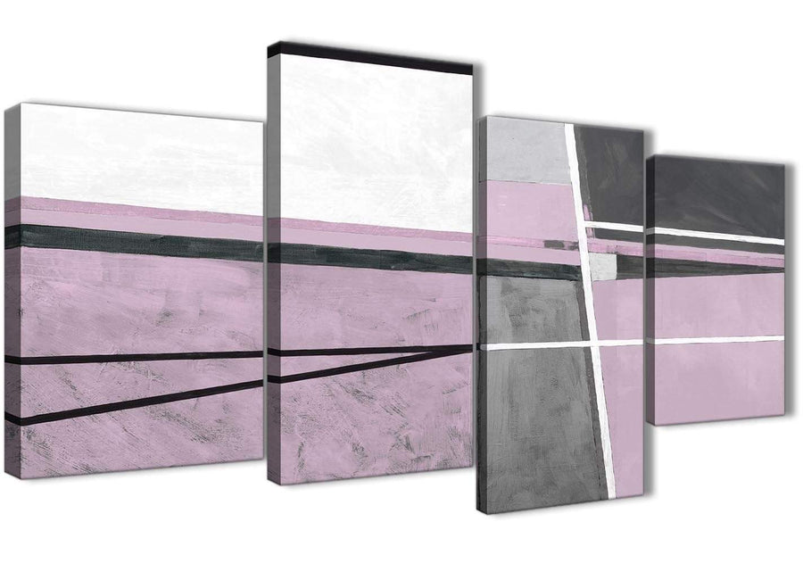 Extra Large Lilac Grey Painting Abstract Bedroom Canvas Pictures Decor - 4395 - 130cm Set of Prints