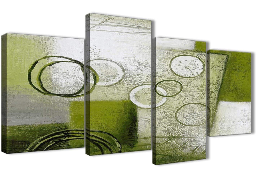 Extra Large Lime Green Painting Abstract Bedroom Canvas Pictures Decor - 4434 - 130cm Set of Prints