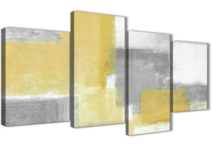Extra Large Mustard Yellow Grey Abstract Bedroom Canvas Pictures Decor - 4367 - 130cm Set of Prints