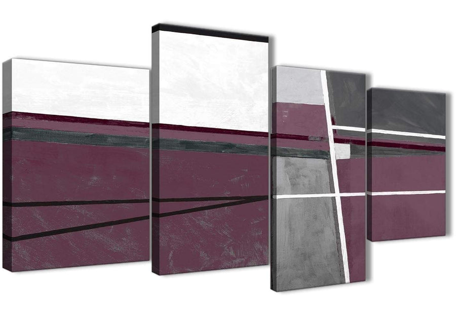 Extra Large Plum Purple Grey Painting Abstract Bedroom Canvas Wall Art Decor - 4391 - 130cm Set of Prints