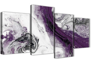 Extra Large Purple and Grey Swirl Abstract Living Room Canvas Pictures Decor - 4466 - 130cm Set of Prints