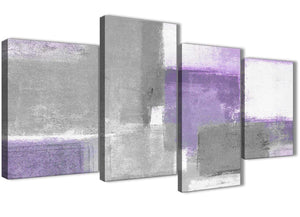 Extra Large Purple Grey Painting Abstract Living Room Canvas Pictures Decor - 4376 - 130cm Set of Prints