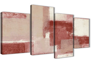 Extra Large Red and Cream Abstract Bedroom Canvas Pictures Decor - 4370 - 130cm Set of Prints