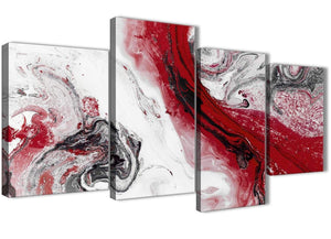 Extra Large Red and Grey Swirl Abstract Bedroom Canvas Pictures Decor - 4467 - 130cm Set of Prints
