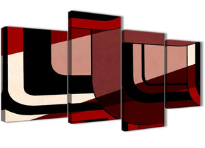Extra Large Red Black Painting Abstract Bedroom Canvas Pictures Decor - 4410 - 130cm Set of Prints