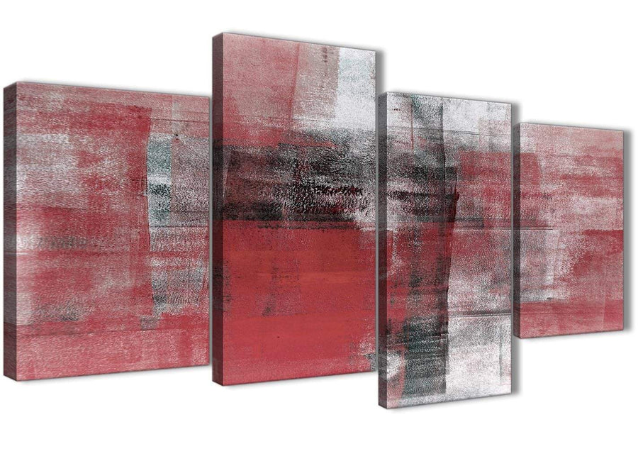 Extra Large Red Black White Painting Abstract Living Room Canvas Pictures Decor - 4397 - 130cm Set of Prints