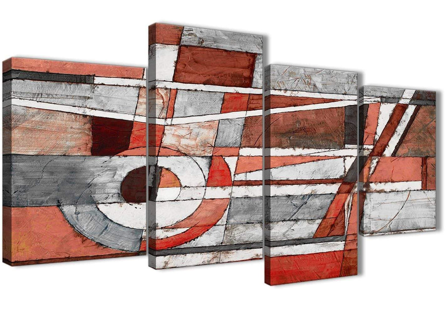 Extra Large Red Grey Painting Abstract Bedroom Canvas Wall Art Decor - 4401 - 130cm Set of Prints