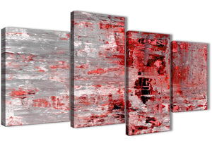 Extra Large Red Grey Painting Abstract Living Room Canvas Wall Art Decor - 4414 - 130cm Set of Prints
