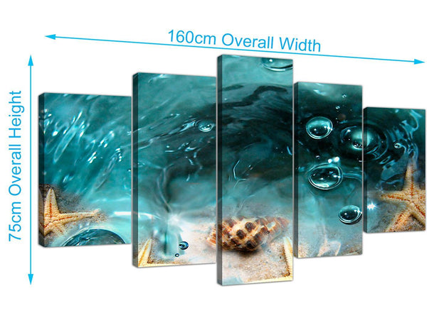 Extra large seaside starfish canvas art teal 5253
