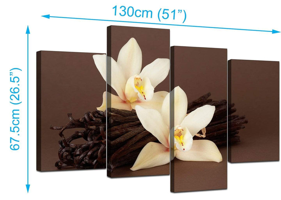 Set Of 4 Living-Room Brown Canvas Wall Art