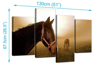 Four Panel Set of Living-Room Brown Canvas Art