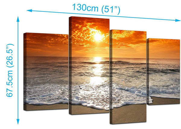 Four Part Set of Living-Room Orange Canvas Prints