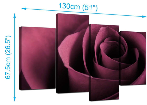 Set Of 4 Living-Room Plum Canvas Wall Art