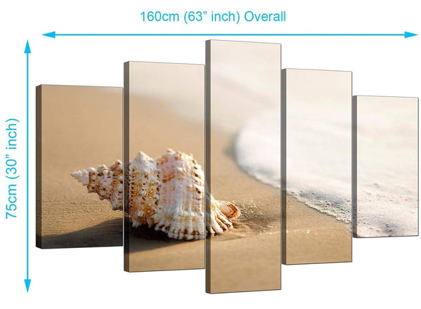 5 Piece Set of Cheap Beige Canvas Art