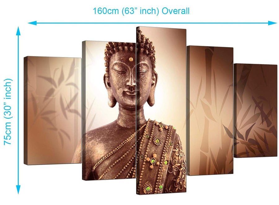 5 Panel Set of Living-Room Brown Canvas Pictures