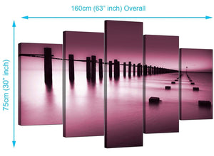 Set Of 5 Modern Plum Canvas Pictures