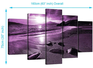 5 Panel Set of Modern Purple Canvas Prints