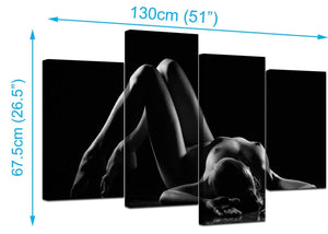 Four Part Set of Extra-Large Black White Canvas Picture