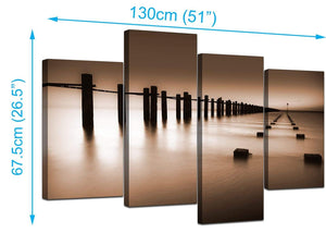 Set Of Four Modern Brown Canvas Pictures