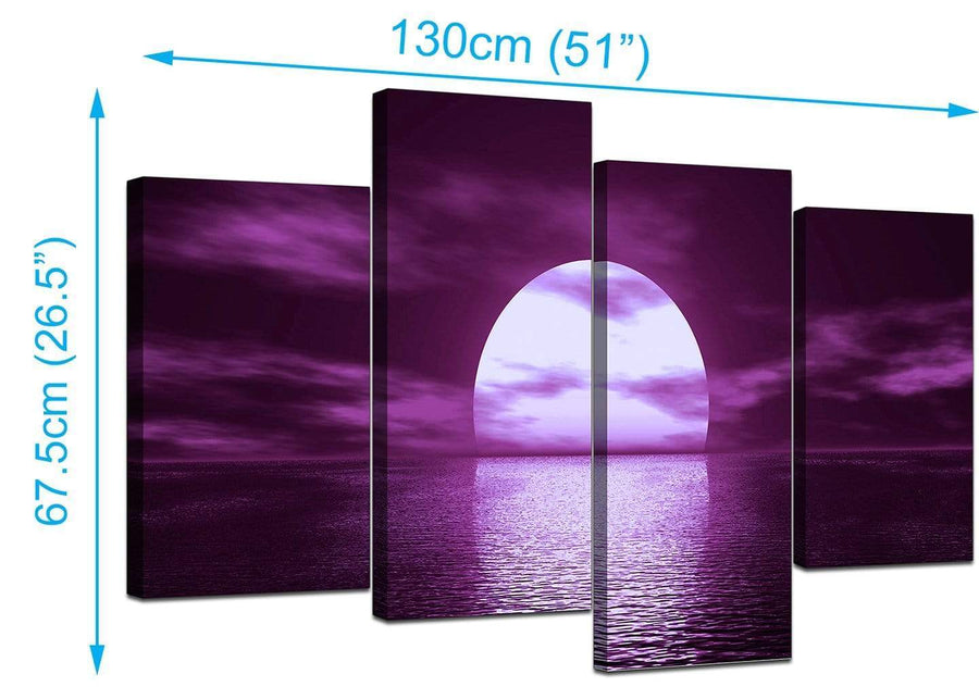 4 Panel Set of Modern Purple Canvas Pictures