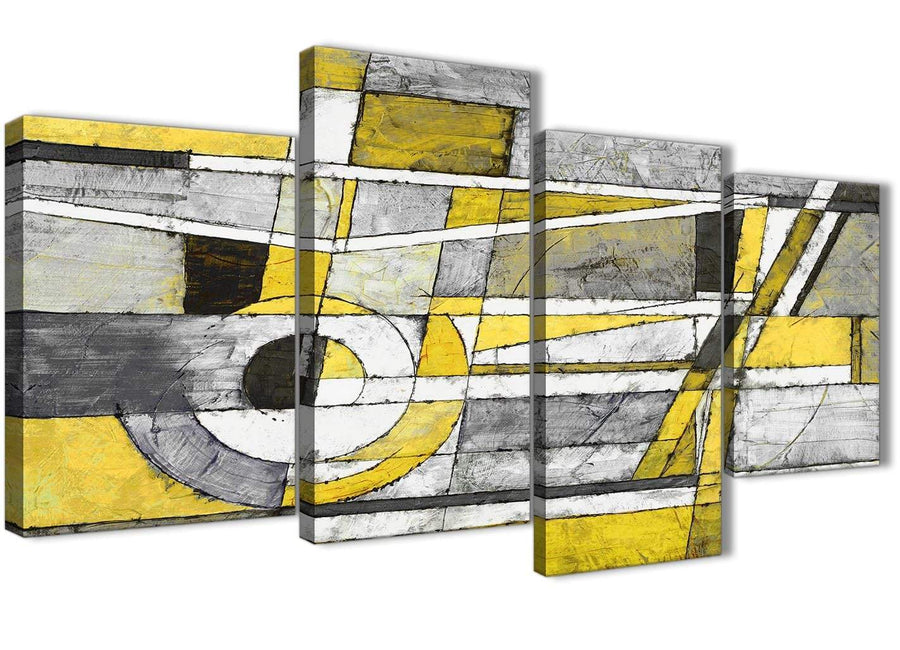 Extra Large Yellow Grey Painting Abstract Bedroom Canvas Wall Art Decor - 4400 - 130cm Set of Prints