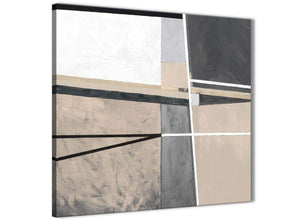 Framed Beige Cream Grey Painting Living Room Canvas Pictures Decor - Abstract 1s394m - 64cm Square Print