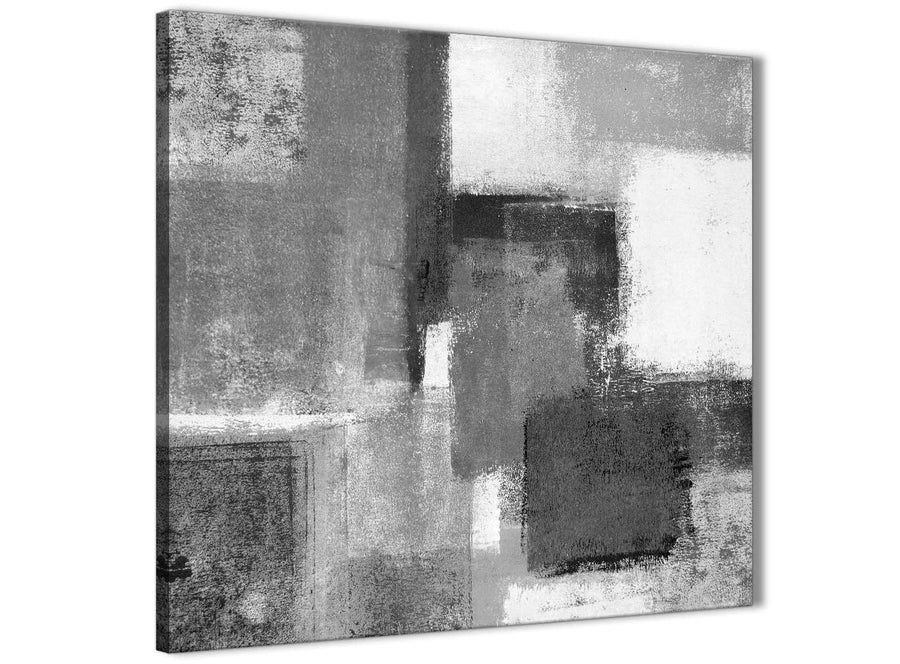 Framed Black White Grey Hallway Canvas Pictures Decor - Abstract 1s368m - 64cm Square Print