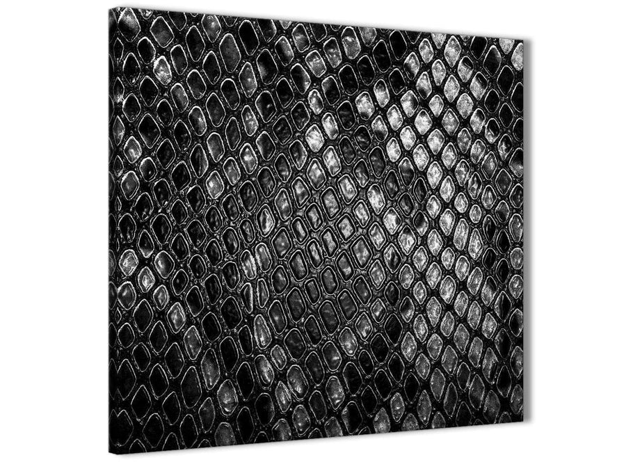 Framed Black White Snakeskin Animal Print Stairway Canvas Wall Art Decorations - Abstract 1s510m - 64cm Square Print