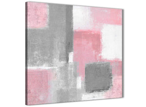 Framed Blush Pink Grey Painting Living Room Canvas Wall Art Decorations - Abstract 1s378m - 64cm Square Print