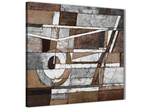 Framed Brown Beige White Painting Living Room Canvas Pictures Decor - Abstract 1s407m - 64cm Square Print