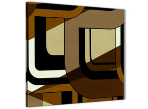 Framed Brown Cream Painting Living Room Canvas Pictures Decor - Abstract 1s413m - 64cm Square Print