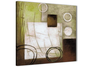 Framed Brown Green Painting Living Room Canvas Wall Art Decor - Abstract 1s421m - 64cm Square Print