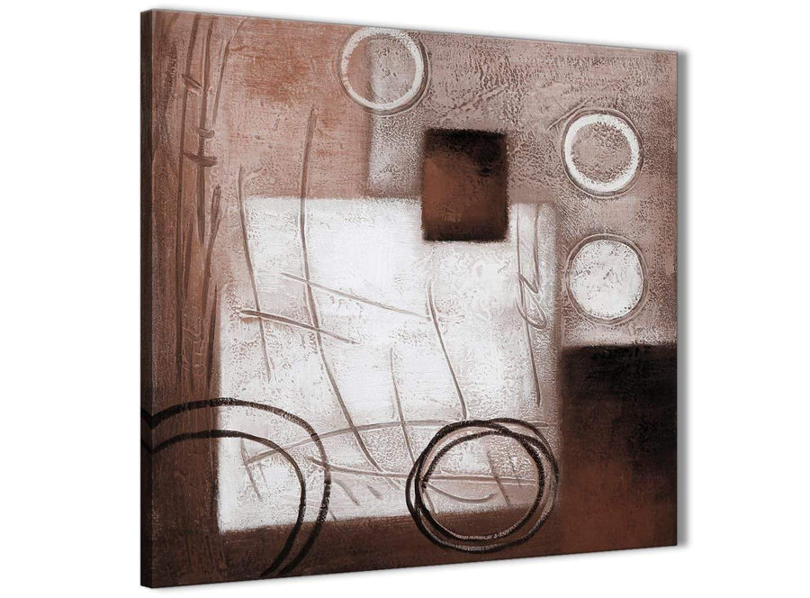 Framed Brown White Painting Hallway Canvas Pictures Decorations - Abstract 1s422m - 64cm Square Print