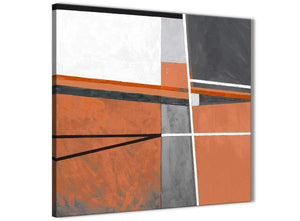 Framed Burnt Orange Grey Painting Kitchen Canvas Pictures Decorations - Abstract 1s390m - 64cm Square Print