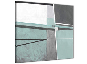 Framed Duck Egg Blue Grey Painting Hallway Canvas Pictures Decorations - Abstract 1s396m - 64cm Square Print