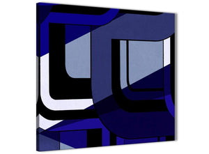 Framed Indigo Navy Blue Painting Living Room Canvas Wall Art Decorations - Abstract 1s411m - 64cm Square Print