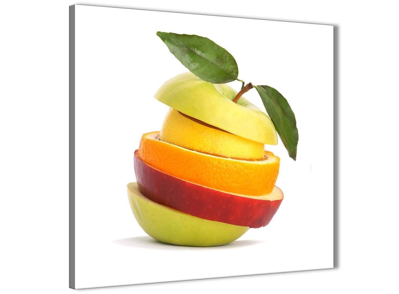 Kitchen Canvas Art Print Sliced Fruit Apple Shape Food Stack Picture