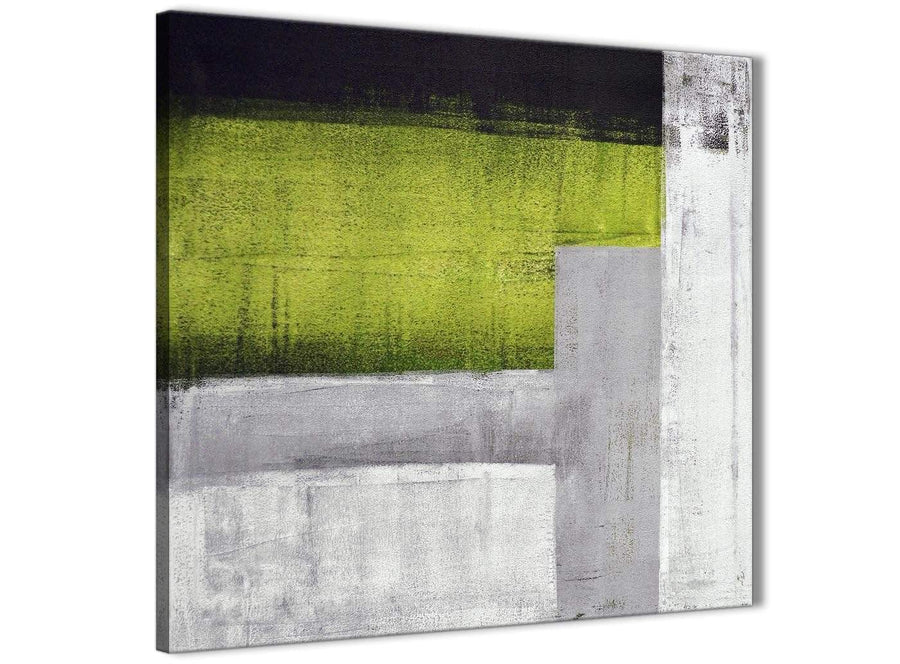Framed Lime Green Grey Painting Stairway Canvas Pictures Decor - Abstract 1s424m - 64cm Square Print