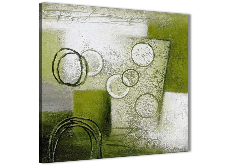 Framed Lime Green Painting Kitchen Canvas Wall Art Decorations - Abstract 1s434m - 64cm Square Print
