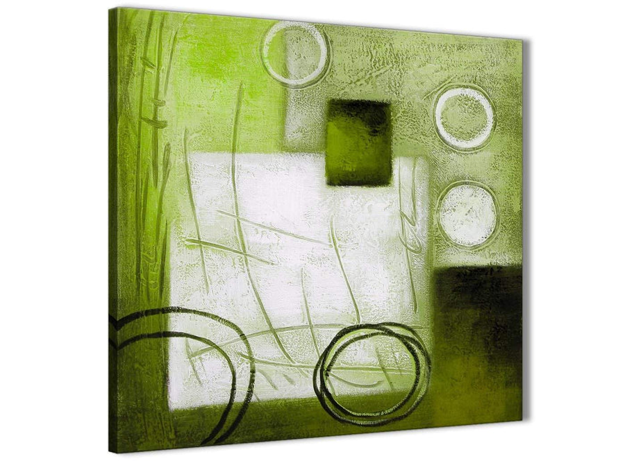Framed Lime Green Painting Living Room Canvas Pictures Decor - Abstract 1s431m - 64cm Square Print