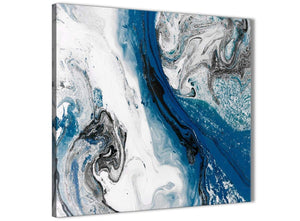 Framed Blue and Grey Swirl Hallway Canvas Wall Art Decorations - Abstract 1s465m - 64cm Square Print