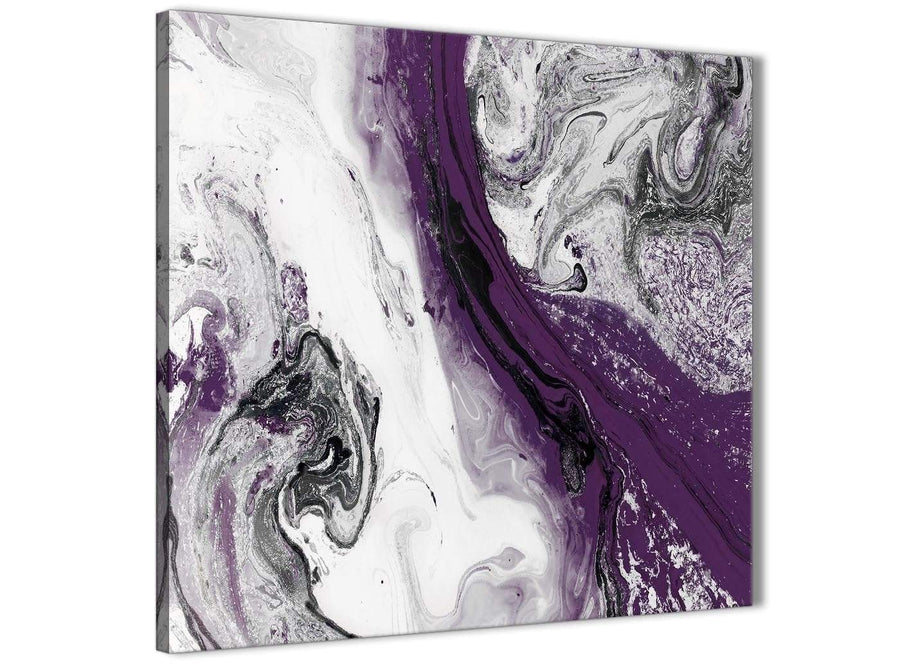 Framed Purple and Grey Swirl Stairway Canvas Wall Art Decorations - Abstract 1s466m - 64cm Square Print