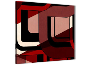 Framed Red Black Painting Living Room Canvas Wall Art Decor - Abstract 1s410m - 64cm Square Print
