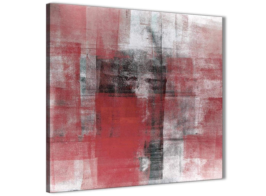 Framed Red Black White Painting Kitchen Canvas Wall Art Decorations - Abstract 1s397m - 64cm Square Print