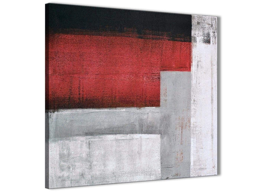 Framed Red Grey Painting Kitchen Canvas Pictures Decorations - Abstract 1s428m - 64cm Square Print