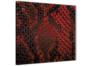 Framed Red Snakeskin Animal Print Kitchen Canvas Wall Art Decorations - Abstract 1s476m - 64cm Square Print