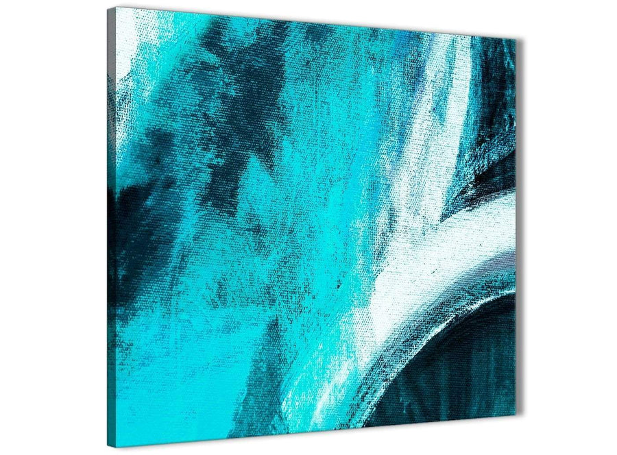 Framed Turquoise and White - Hallway Canvas Wall Art Decorations - Abstract 1s448m - 64cm Square Print