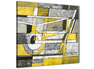 Framed Yellow Grey Painting Living Room Canvas Wall Art Decor - Abstract 1s400m - 64cm Square Print