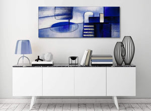 Indigo Blue Cream Painting Bedroom Canvas Wall Art Accessories - Abstract 1418 - 120cm Print