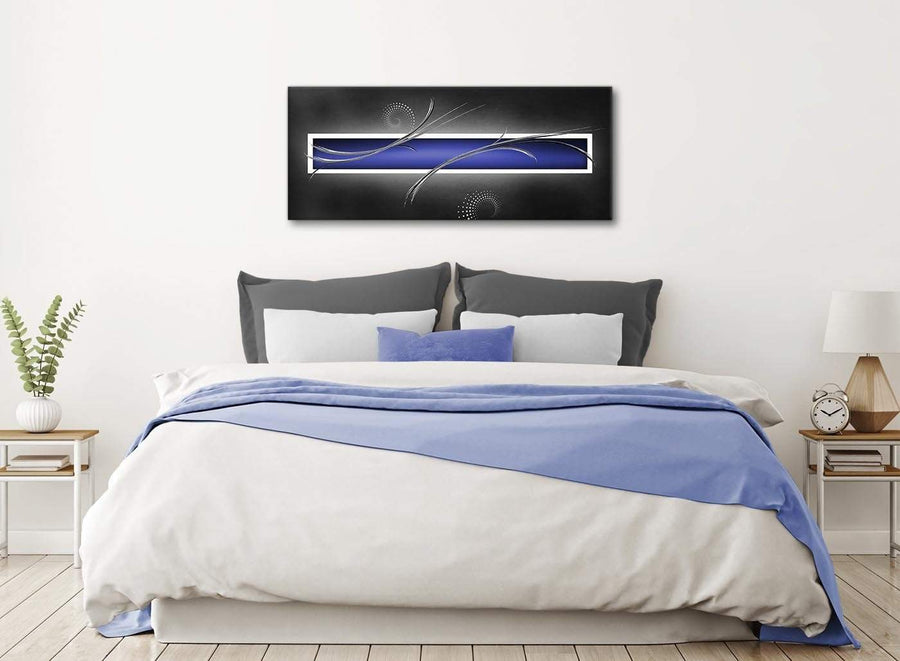 Indigo Navy Blue Grey White Abstract Living Room Canvas Wall Art Accessories - Abstract 1348 - 120cm Print